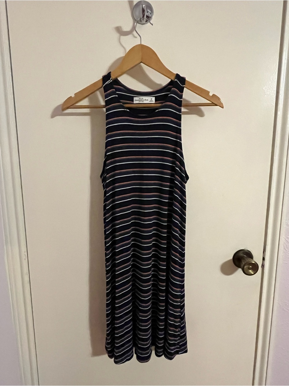 Abercrombie & Fitch Navy Tank Stripe Dress with Pink & White Accents